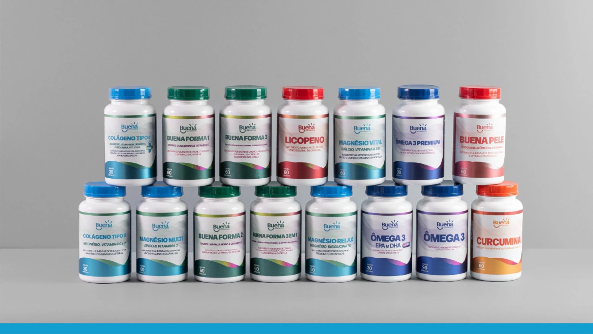 Linha de suplementos Buena com os rótulos